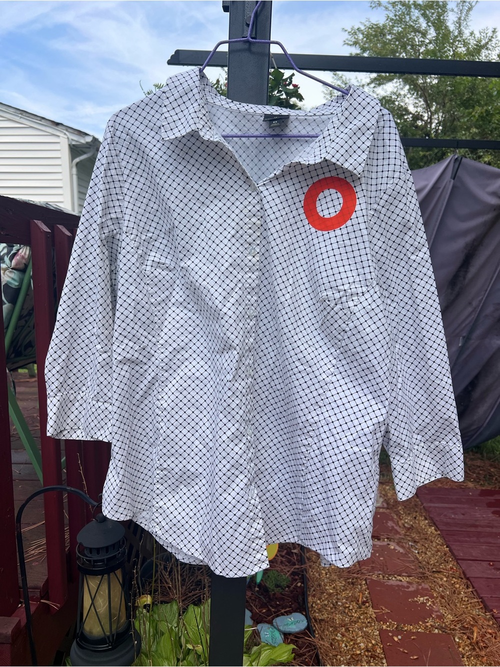 Men’s White & Navy Grid Print Jacket with Phish Inspired Donut